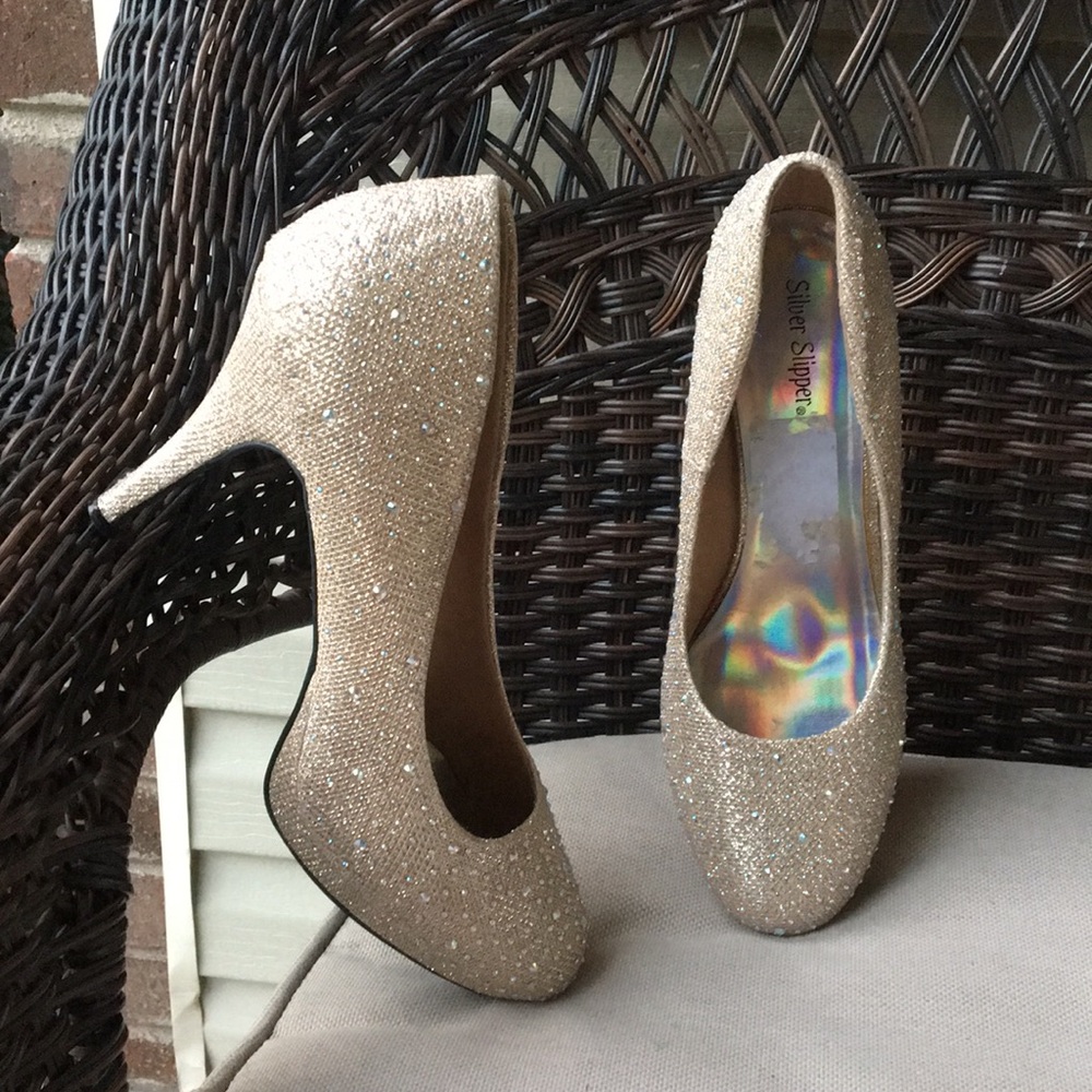 Silver Slipper Sparkle Hold Heels 11